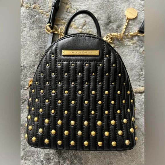 dkny quilted mini backpack Giania Bag in Black R13KEP82 made in a soft coated fabric DKNY HEART OF NY QUILTED
